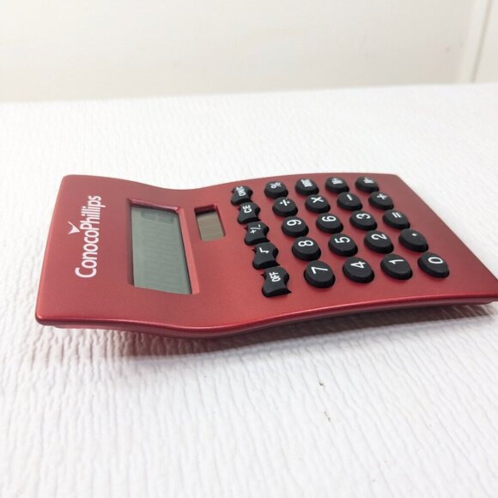 Conoco Phillips calculator red metal promotional item conocophillips clear back - Picture 3 of 9